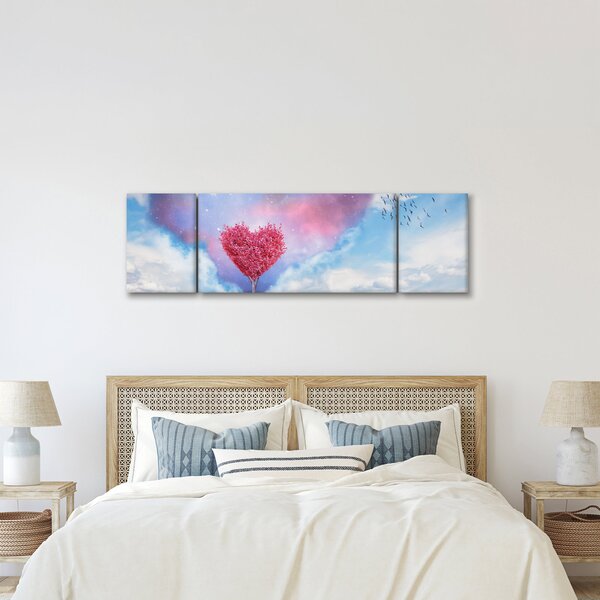 Obraz - Růžový strom srdce (170x50 cm)