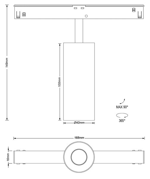 KARIZMA luce Dea Juno XS LED svítidlo pro 48V lištu bílé Přisazenou2700K