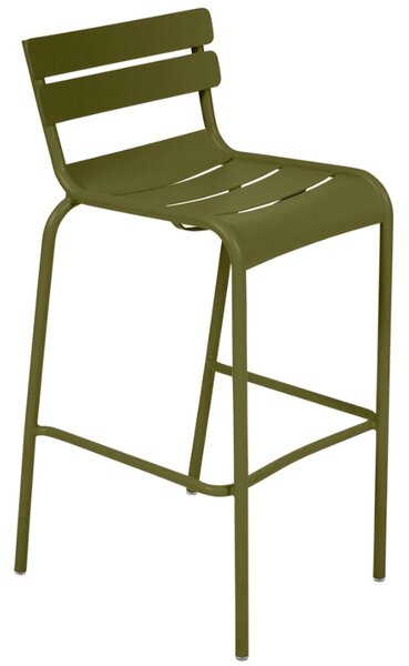 Zelená kovová barová židle Fermob Luxembourg 80 cm - odstín pesto