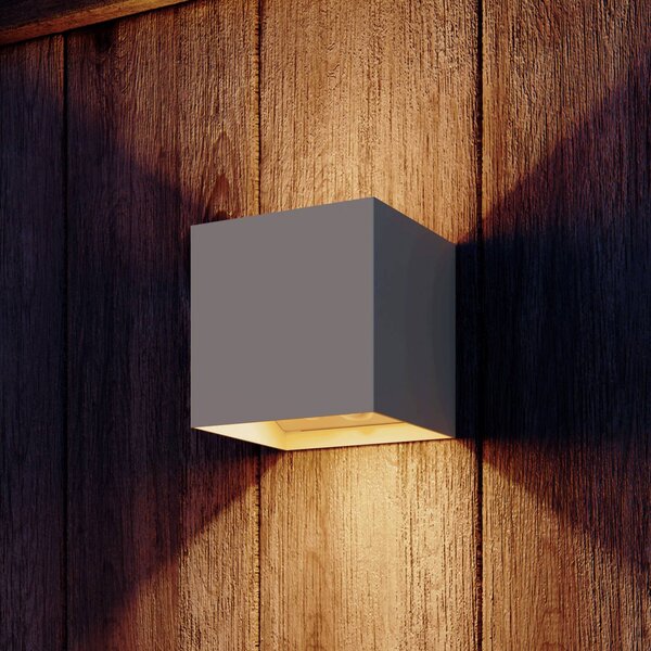 Calex LED akumulátorové venkovní nástěnné svítidlo Volterra, pískové, IP44, Krémová / jantar, Obývací pokoj / jídelna, Hliník, Moderní, Nástěnné svítidlo / světlem dolů
