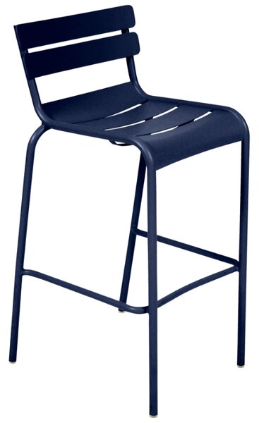 Tmavě modrá kovová barová židle Fermob Luxembourg 80 cm