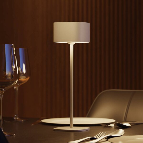 Calex LED stolní lampa Serino, písková, hliník, 2 700 K, stmívatelný, Krémová / jantar, Obývací pokoj / jídelna, Hliník