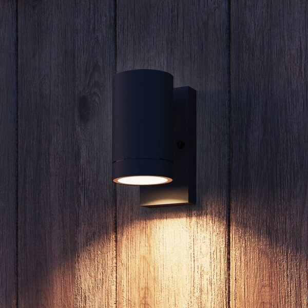 Calex venkovní nástěnné svítidlo Alba GU10, Downlight, černé, senzor, stmívatelný, Černá, Hliník, Moderní