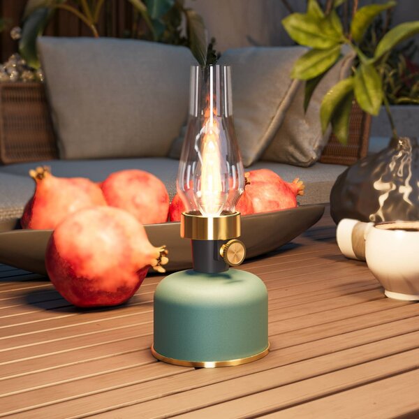 Calex LED stolní lampa Lavinio, zelená, stmívač, stmívatelný, Zelená, Obývací pokoj / jídelna, Hliník