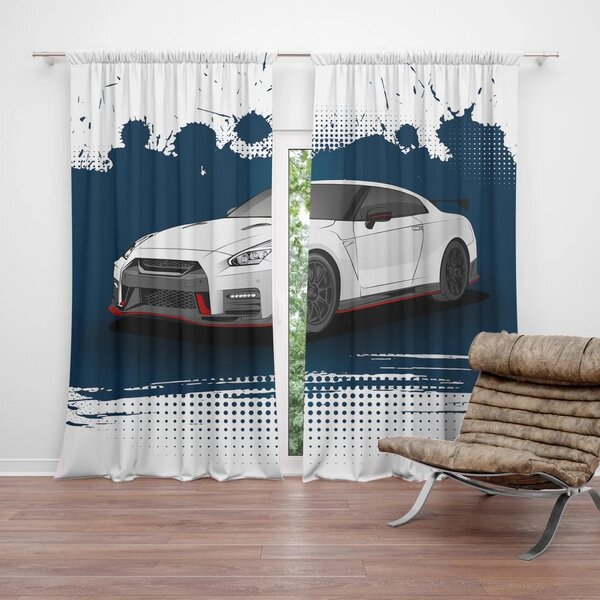 Sablio Závěs Nissan GTR 35 Modrý: 2ks 140x250cm