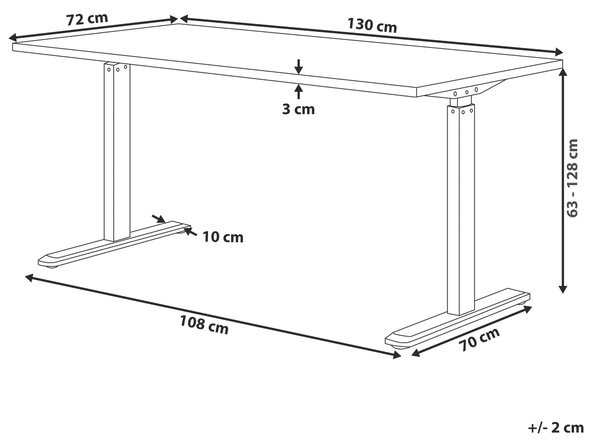Elektricky výškově nastavitelný pracovní stůl DESTIN II Šedá/Černá 130 cm 72 cm
