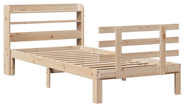 Rám postele s čelem 100 x 200 cm masivní borové dřevo 3306849