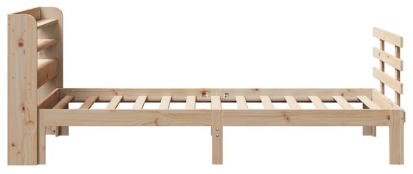Rám postele s čelem 100 x 200 cm masivní borové dřevo 3306849