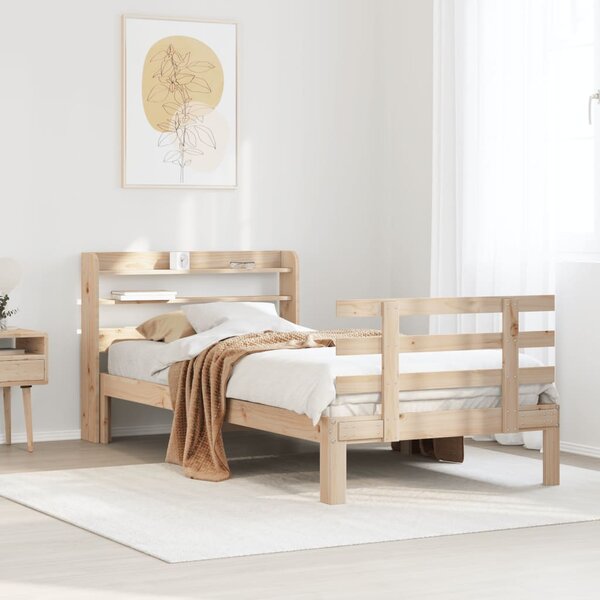 Rám postele s čelem 100 x 200 cm masivní borové dřevo 3306849