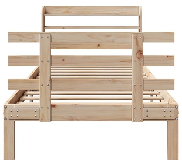 Rám postele s čelem 100 x 200 cm masivní borové dřevo 3306849