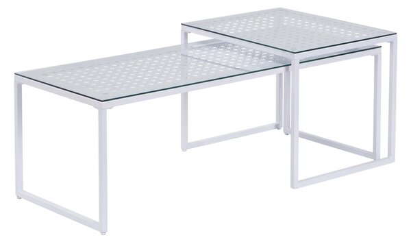 SADA ODKLÁDACÍCH STOLKŮ, bílá, sklo, 100/40/35 cm MID.YOU - Online Only konferenční stolky, Online Only