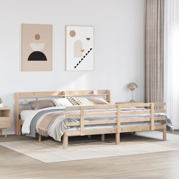 Rám postele s čelem 200 x 200 cm masivní borové dřevo 3306861