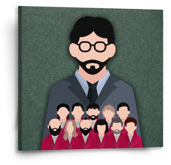 Sablio Obraz Money heist Profesor a jeho tým Zelená - 50x50 cm