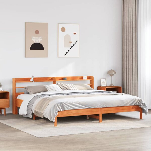 Postel bez matrace voskově hnědá 200 x 200 cm masivní borovice 3306878