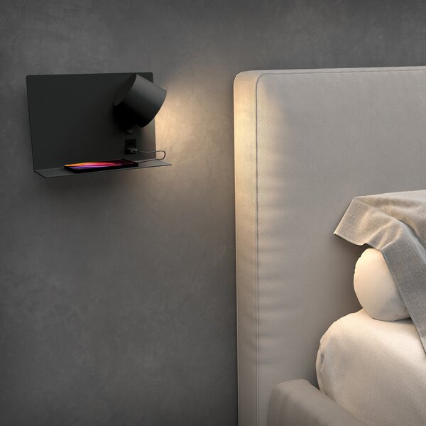 Exo Serene USB LED nástěnné svítidlo černé Pravé