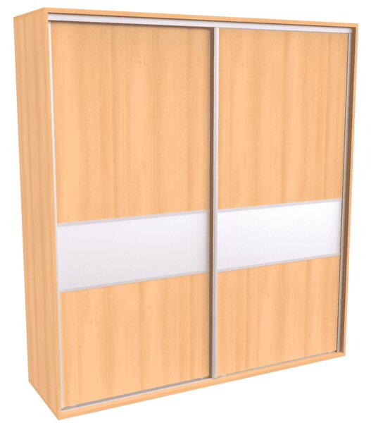 Šatní skříň FLEXI 2 s dělenými dveřmi Lacobel Varianta barvy: Buk, Šířka: 220 cm, Výška: 240 cm