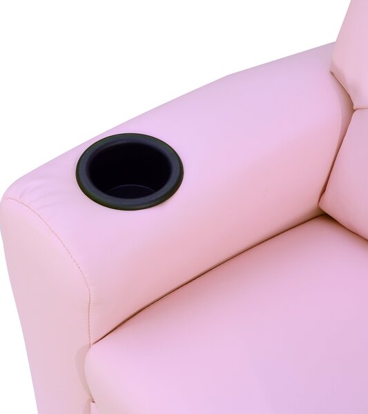 HOMCOM Dětská židle, Minichair, Dětská pohovka pro 3-6 let, Sklopná funkce, Vestavěný držák na hrníček, Růžová, 62 x 56 x 69 cm | Aosom