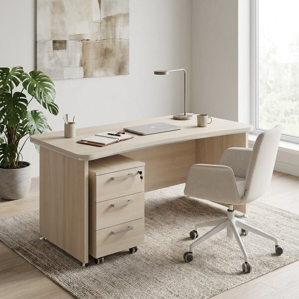 Ergonomický stůl TopOffice 180 x 94,8 cm, pravý, akát světlý