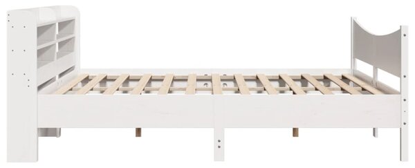 Rám postele s čelem bílý 200 x 200 cm masivní borové dřevo 3307033
