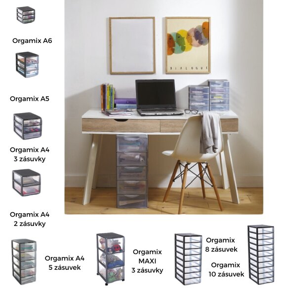 SUNDIS Úložný box s 10 zásuvkami, antracit, OFFICEMIX A4 10A