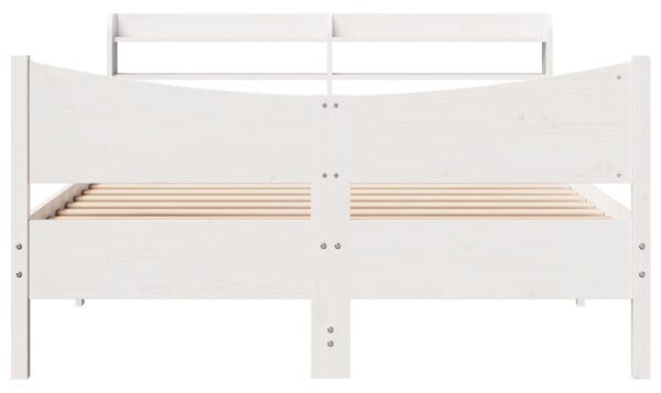 Rám postele s čelem bílý 140 x 200 cm masivní borové dřevo 3307045