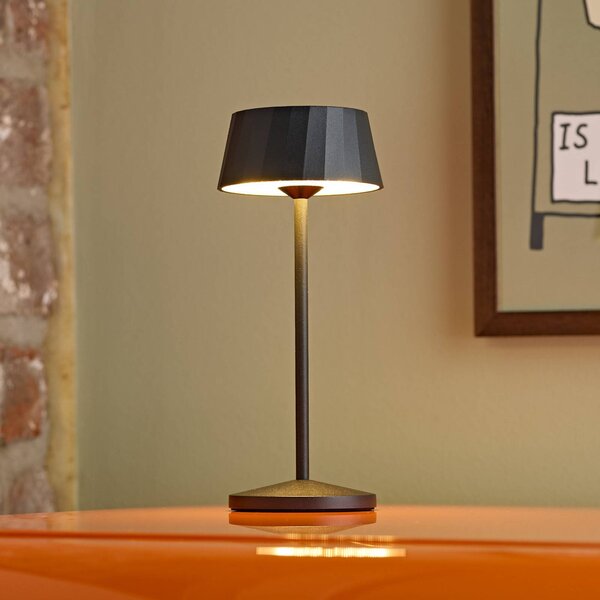 Sigor LED stolní lampa Facetta, černá, 22 cm, kov IP44, stmívatelný, Černá, Obývací pokoj / jídelna, Hliník, Moderní