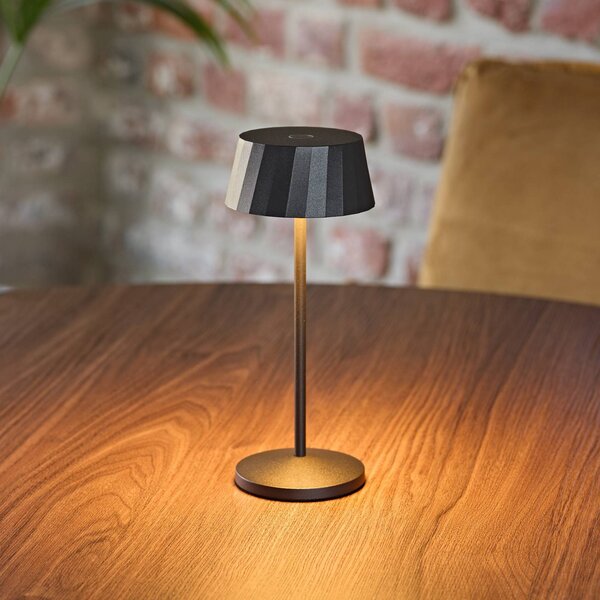 Sigor LED stolní lampa Facetta, černá, 22 cm, kov IP44, stmívatelný, Černá, Obývací pokoj / jídelna, Hliník, Moderní