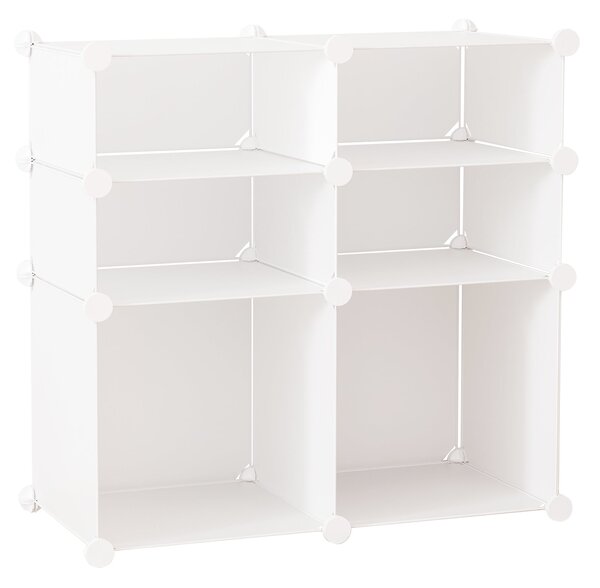 HOMCOM Skříň na Boty, Regál se Skladovacími Přihrádkami, Šatník, Plast, Ocel, Bílý, 75 x 37 x 73 cm | Aosom
