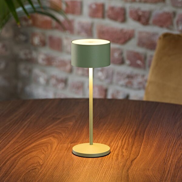 Sigor LED stolní lampa Veluna, zelená, výška 25 cm, IP44, stmívatelné,, stmívatelný, Zelená, Obývací pokoj / jídelna, Hliník, Moderní
