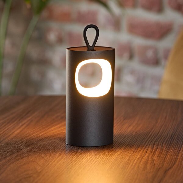 Sigor LED stolní lampa Lunari, černá, 16 cm, kov, IP44, stmívatelný, Černá, Obývací pokoj / jídelna, Hliník, Moderní