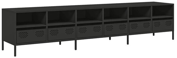 TV skříňka černá 202x39x43,5 cm ocel válcovaná za studena 3307155