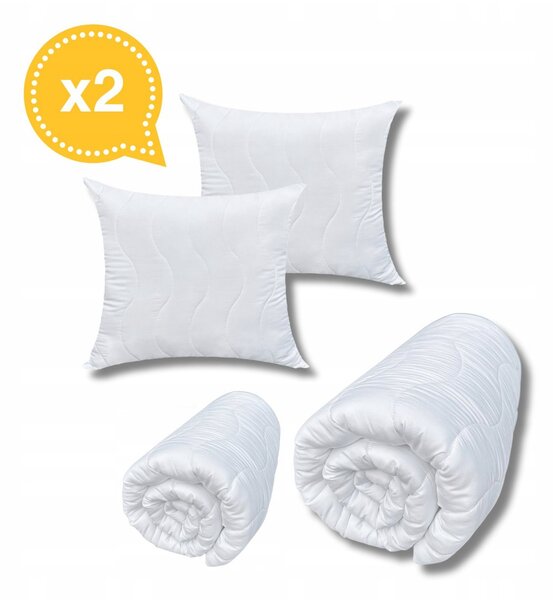 2x Celoroční přikrývka 140x200, antialergická, prošívaná + polštář 70x80