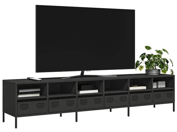 TV skříňka černá 202x39x43,5 cm ocel válcovaná za studena 3307155