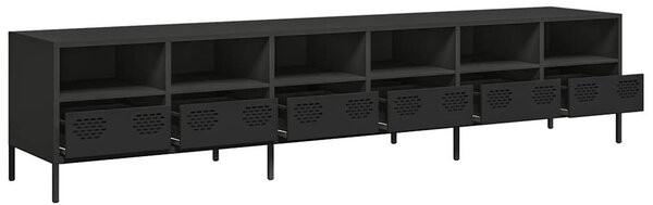 TV skříňka černá 202x39x43,5 cm ocel válcovaná za studena 3307155
