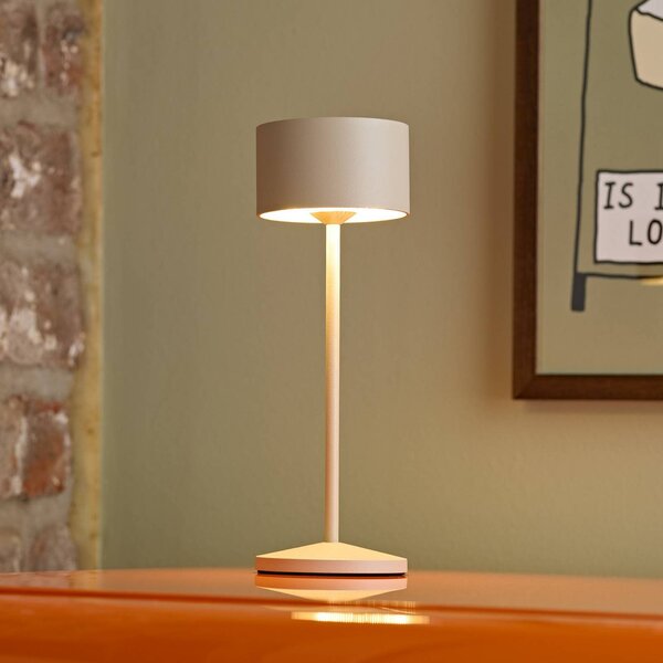Sigor LED stolní lampa Veluna, béžová, výška 25 cm, IP44, stmívatelné, stmívatelný, Krémová / jantar, Obývací pokoj / jídelna, Hliník, Moderní