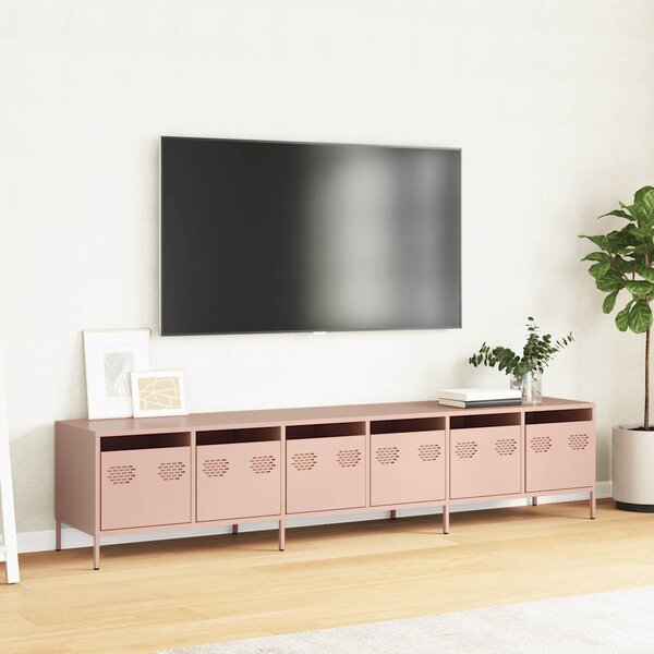 TV skříňka růžová 202 x 39 x 43,5 cm ocel válcovaná za studena 3307150