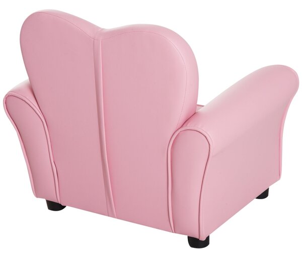 HOMCOM Dětská pohovka Dětské křeslo Princeznovský mini pohovka do dětského pokoje srdcového tvaru Růžová L59 x Š41,5 x V49 cm | Aosom