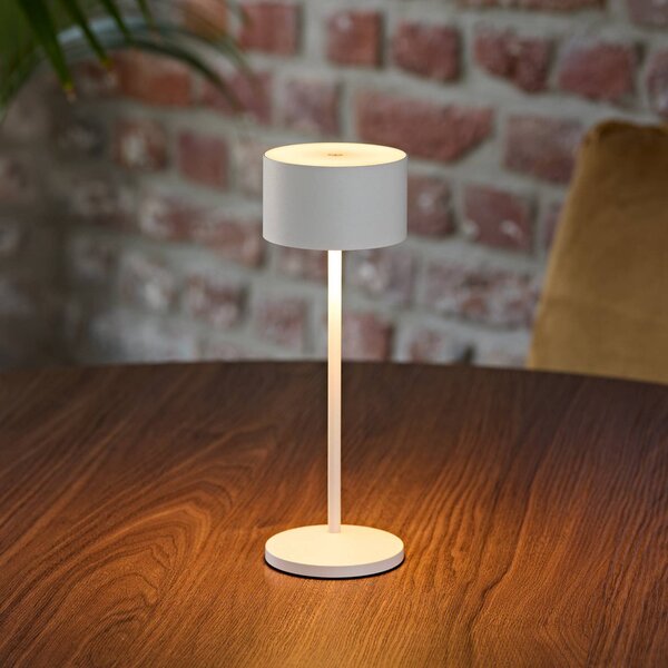 Sigor LED stolní lampa Veluna, bílá, výška 25 cm, IP44, stmívatelné,, stmívatelný, Bílá / opál, Obývací pokoj / jídelna, Hliník, Moderní