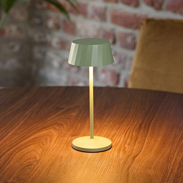 Sigor LED stolní lampa Facetta, zelená, výška 22 cm, kov,, stmívatelný, Zelená, Obývací pokoj / jídelna, Hliník, Moderní