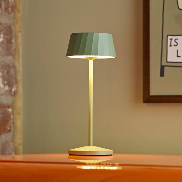 Sigor LED stolní lampa Facetta, zelená, výška 22 cm, kov,, stmívatelný, Zelená, Obývací pokoj / jídelna, Hliník, Moderní