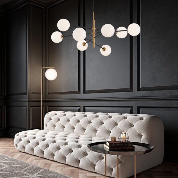 Opálově bílé skleněné závěsné světlo Nova Luce Vitra 120 cm
