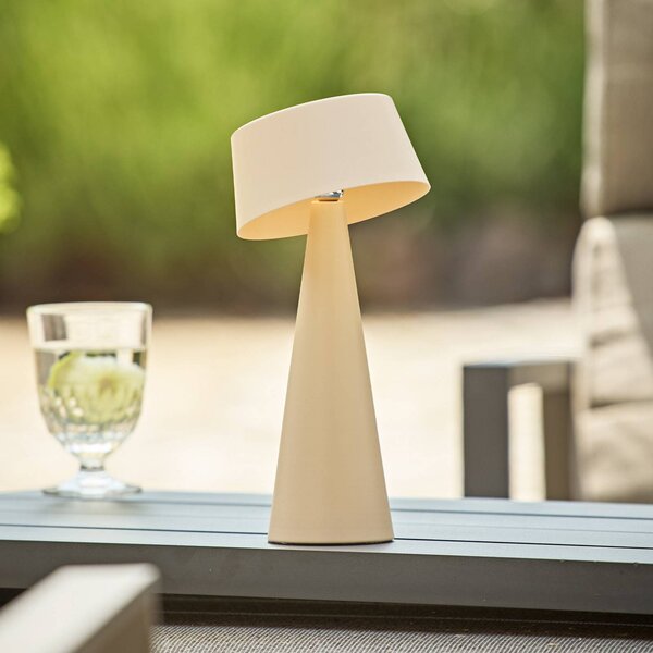 Sigor LED stolní lampa Solino, béžová, solární/USB, 26 cm, IP44, stmívatelný, Krémová / jantar, Obývací pokoj / jídelna, Hliník, Moderní