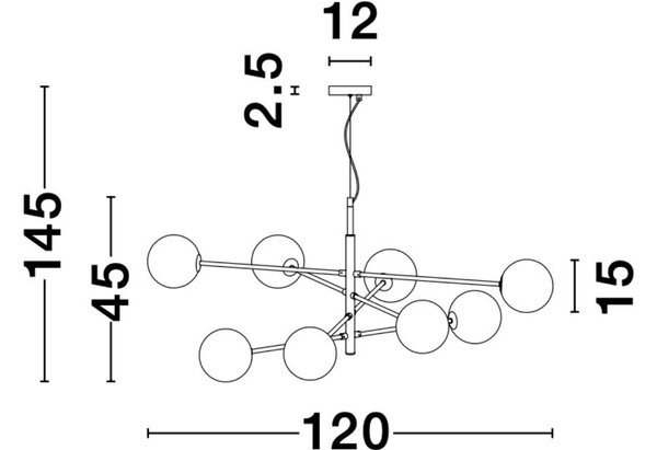 Opálově bílé skleněné závěsné světlo Nova Luce Vitra 120 cm