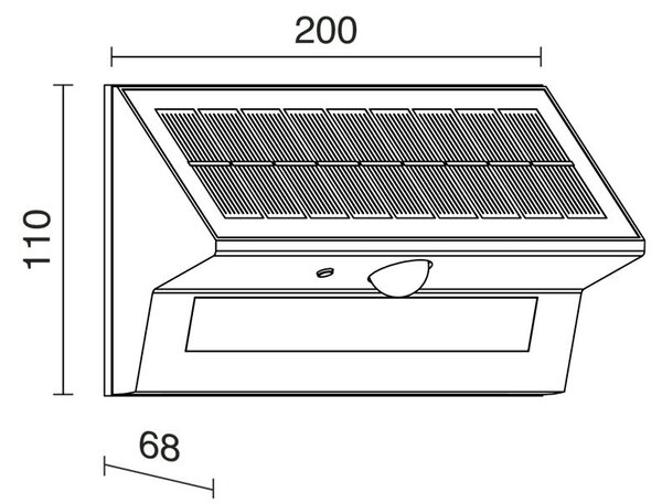 Dopo Tona asymetrické LED přisazené svítidlo solar se senzorem