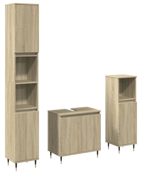 3dílný set koupelnového nábytku dub sonoma kompozitní dřevo 3307673