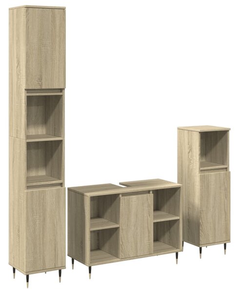 3dílný set koupelnového nábytku dub sonoma kompozitní dřevo 3307679