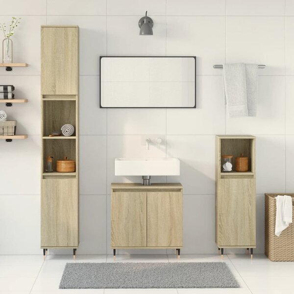 3dílný set koupelnového nábytku dub sonoma kompozitní dřevo 3307673