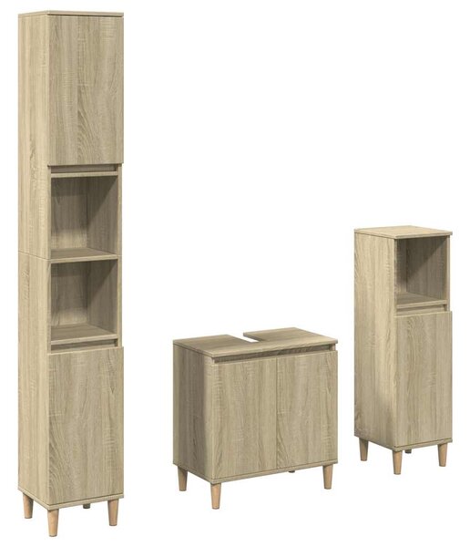 3dílný set koupelnového nábytku dub sonoma kompozitní dřevo 3307670