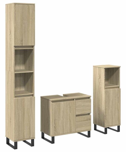 3dílný set koupelnového nábytku dub sonoma kompozitní dřevo 3307678