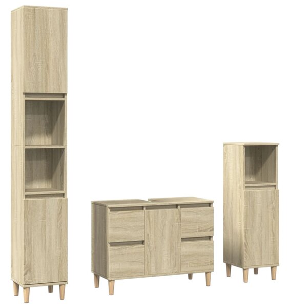 3dílný set koupelnového nábytku dub sonoma kompozitní dřevo 3307671